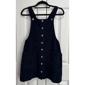 BDG Button-Down Corduroy Pinafore Dress Womens Small Blue Wide-Strap 100% Cotton